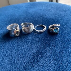 Silver Rings Set with Blue Stone